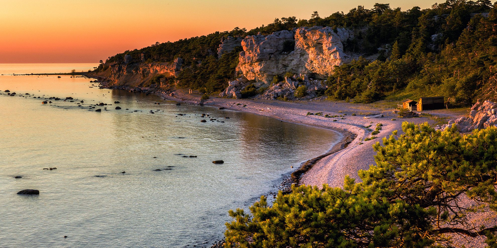 Gotlands stränder vid solnedgång